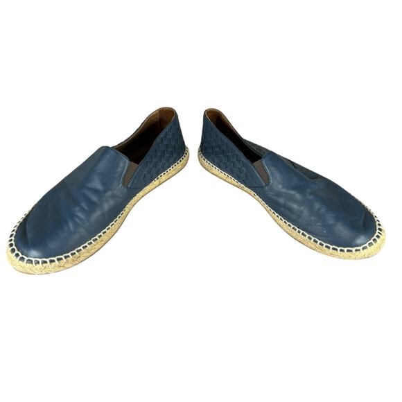 Bottega Veneta Gala Blue Leather Espadrilles Woven Slip-On Shoes Size 42 Men - Picture 5 of 11
